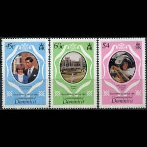 DOMINICA 1981 - Scott# 701-3 Royal Wedding Set of 3 NH