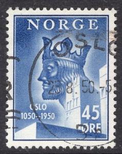 Norway   #306  1950 used King Harald  founding of Oslo 45ore