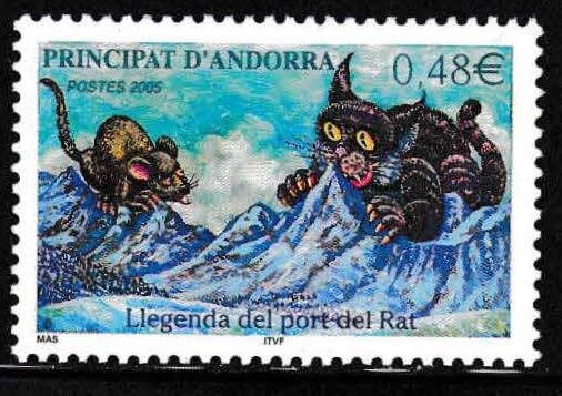 French Andorra 2005 Scott 595 The Legend of Rat Pass VF/NH/(**)