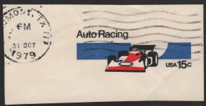 SC#U587 15¢ Auto Racing Cut Square: Full Corner (1978) Used