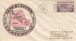 783 3c OREGON TERRITORY - Rare hand printed & thermographed address by Staehle