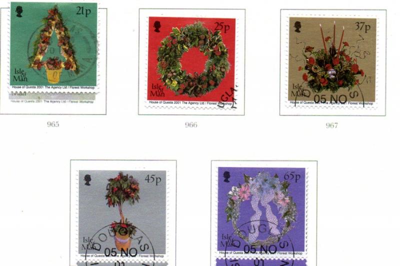 Isle of Man Sc 935-9 2001 Christmas stamp set used