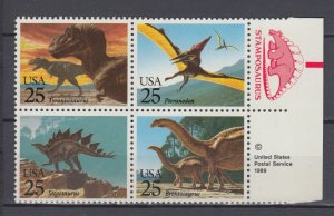 USA #2425b Prehistoric Animals, Block x4 MNH