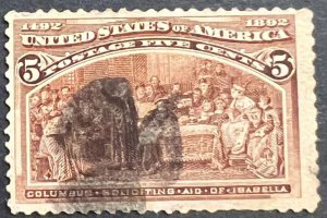 Scott#: 236 - Columbian: Columbus Restored to Favor 8¢ 1893 used single - Lot F5