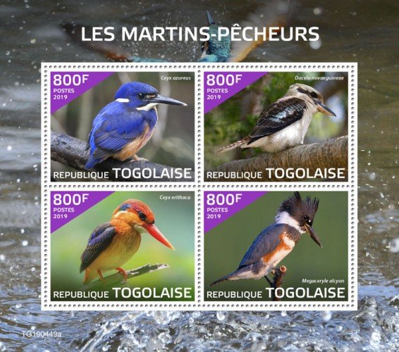 TOGO - 2019 - Kingfishers - Perf 4v Sheet  - M N H