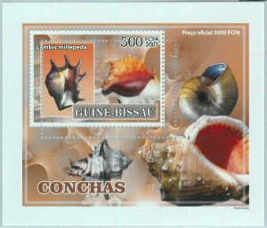 A0734 - GUINEA-BISSAU, ERROR, MISPERF, Souvenir s: 2007, Sea Shells, Marine life