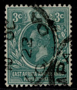 EAST AFRICA and UGANDA GV SG66a, 3c blue-green, FINE USED. Cat £22. CDS