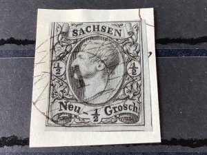 Saxony 1855 Grid Number 1 for Dresden Cancel on paper Stamp  Ref 57147