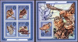 Solomon Islands 2017 Birds Owls II sheet +S/S MNH