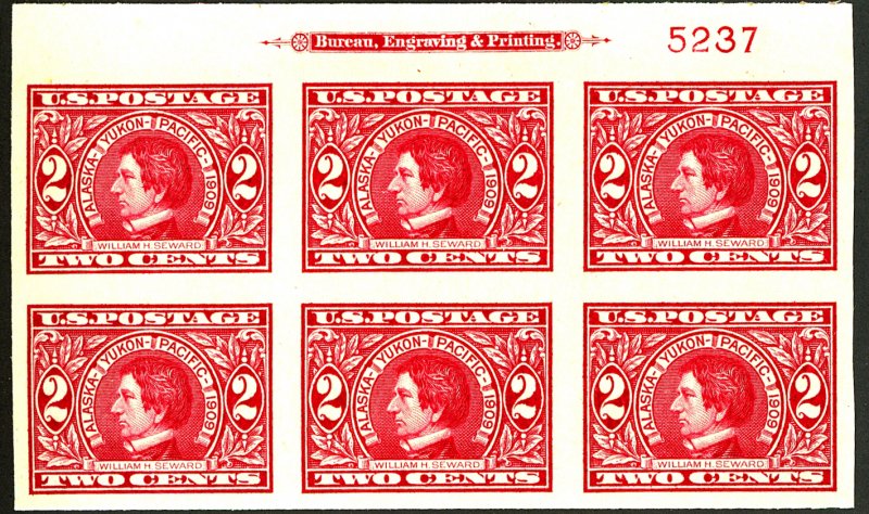 U.S. #370 MINT PL# BLOCK OF 6 OG NH