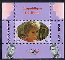 BENIN - 2009 - Diana, JFK & Olympics #10- Perf De Luxe Sheet - MNH-Private Issue