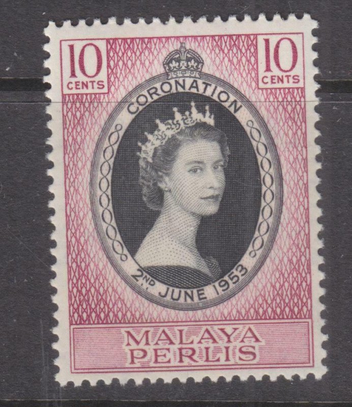 PERLIS, MALAYA, 1953 Coronation 10c. Purple, mnh.