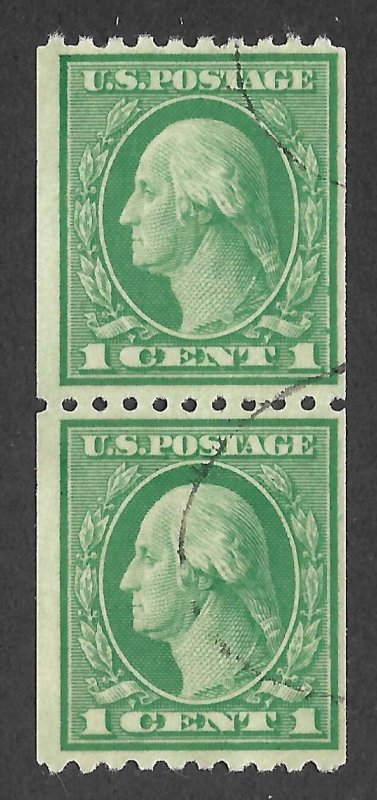 Doyle's_Stamps: Used Scott #441 Pair of 1915 Washington 1c Coil Stamps