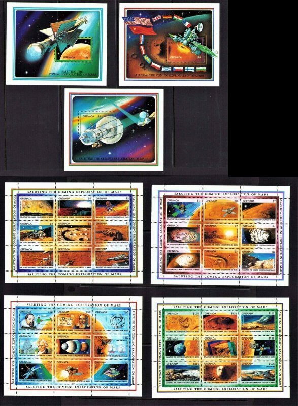 Grenada Saluting the Coming Exploration of Mars Sc 1999-2005 Set 1991 Issue MNH