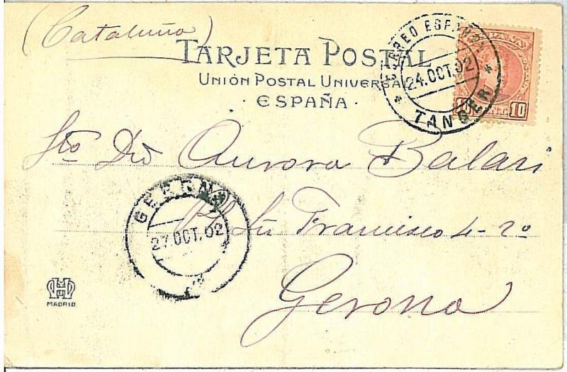 SPAIN  España - POSTAL HISTORY - POSTCARD postal from TANGER Marruecos 1902