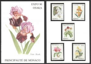 Monaco Sc# 1706-1710 MNH in Expo '90 Booklet 1990 Flowers