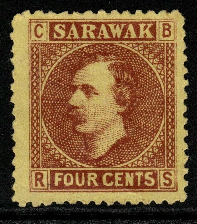 SARAWAK SG4 1875 4c RED-BROWN/YELLOW UNUSED AS ISSUED