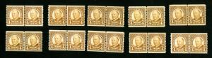US Stamp # 689 F/VF + VF Lot of 10 Line Pairs OG NH Catalogue Value $220.00