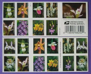 Scott 5445-5454b WILD ORCHIDS Booklet of 20 US FOREVER Stamps MNH 2020