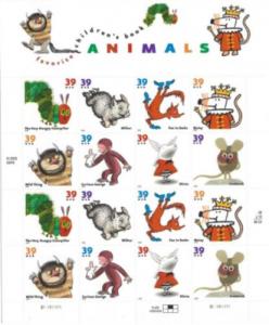 US Stamp #3987-94 MNH - Favorite Children's Book Animals Se-Tenant Sheet of 16.