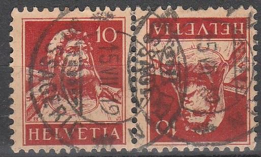 Switzerland #167b F-VF Used  Tete-Beche Pair CV $4.25  (A3969)