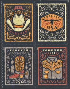 SC#5615-18 (Forever) Western Wear Block of Four (2021) SA