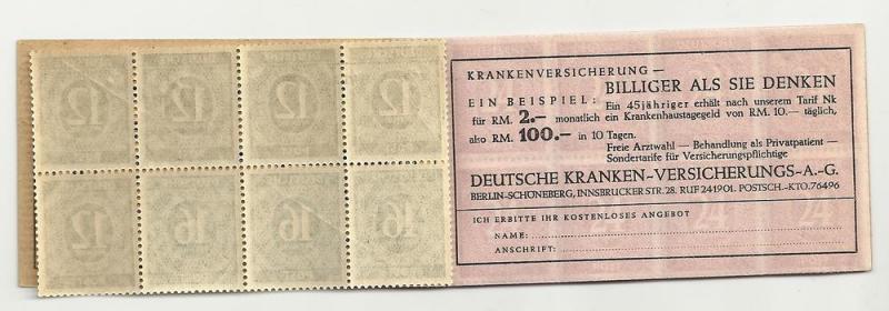 Germany: Complete 1947 Michel MH50 Booklet (Zusammendrucke)