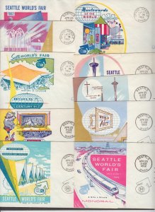 1962 Seattle World's Fair Sc 1196, Mellone's 27 to 36 set NW Envelope 1st cachet