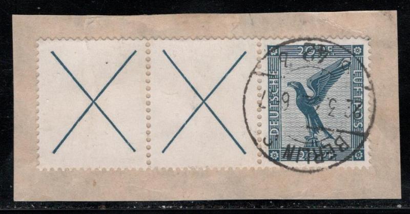 Germany Scott # C30, 2 labels X, used, opp, se-tenant, Mi # W21.2