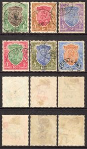India 1911 High Values set of 6 wmk star Cat 137.25 pounds