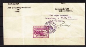 Luxembourg: 1 Franc, Tax Stamp on a 1939 Partial Document (30405)