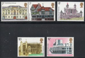 Great Britain  Sc  740-744 1975 Buildings stamp set mint NH