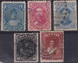 Sc#  37 / 41 Hawaiian Islands 1862 complete used set CV $109.00