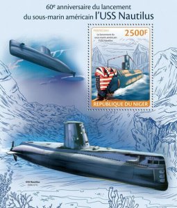 Ships Submarines Stamps Niger 2014 MNH USS Nautilus Nautical 1v S/S