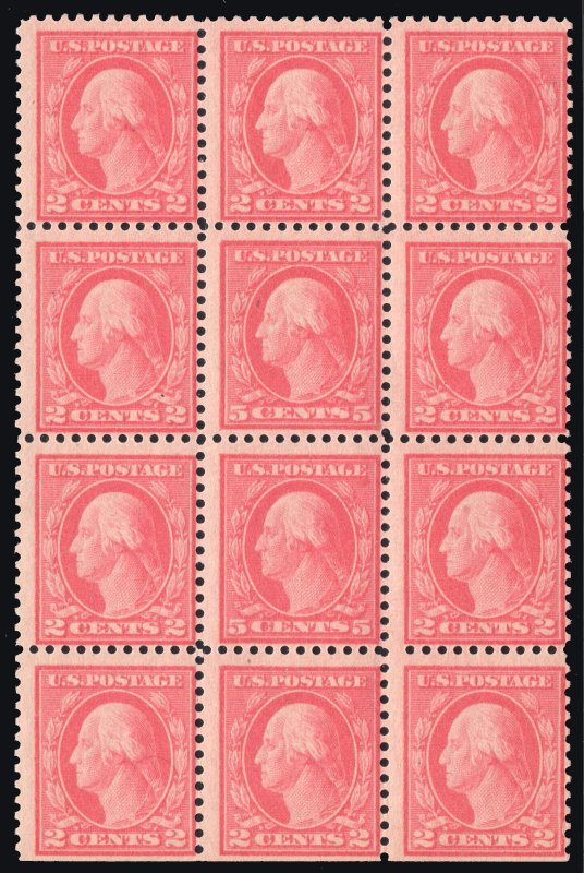 MOMEN: US STAMPS #505 DOUBLE ERROR IN BLOCK OF 12 MINT OG NH LOT #79434*