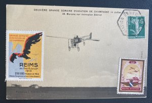 1910 Reims France Early Aviation RPPC Postcard Cover Second Aviation Week