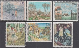 MONACO Sc # 914-9 CPL MNH IMPRESSIONIST PAINTINGS