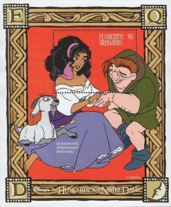 St. Vincent Esmeralda Quasimodo Djali Hunchback Notre Dame Sov. Sheet MNH