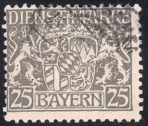 Bavaria #O15 25PF Official Coat of Arms Stamp used F