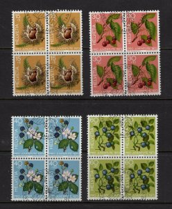 Switzerland #B418-21 (1973 Fruit semi-postal set) VF used blocks of 4 CV $7.20