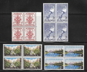 Australia Scott 288-91 MNHOG Blocks of 4 - 1956 Melbourne Olympic Games