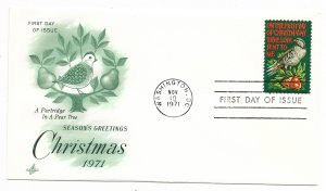 US 1445 8c Christmas Partridge on FDC Artcraft Cachet Unaddressed ECV $7.50