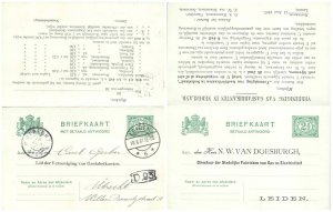 Netherlands 2 1/2c Queen Wilhelmina Attached Reply Postal Card Leiden to Utre...