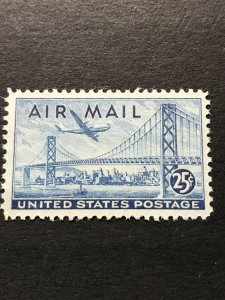 Scott C36- MNH- Plane over Oakland Bay Bridge- 25c 1947- unused mint AIRMAIL-US