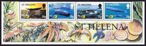 St. Helena WWF Sperm Whale Strip of 4v Territory Name 2002 MNH SC#813-816