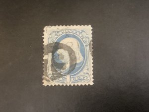 US USED #182 NEGATIVE 79 BALL fancy CANCEL LL corner crease