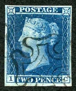 1841 2d Deep Full Blue (IC) Superb Four Margin with Black MX