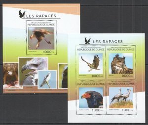 St697 2014 Guinea Birds Fauna Of Prey Kb+Bl Mnh Stamps