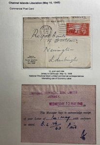 1948 England Jersey Channel Island Provincial Bank Postcard Cover To Edinburgh