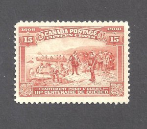Canada # 102 VF MINT NH 1908 15c ORANGE QUEBEC TERCENTENARY BS27156